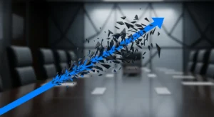 Deal risk warning signs: fractured upward trend line visualization.