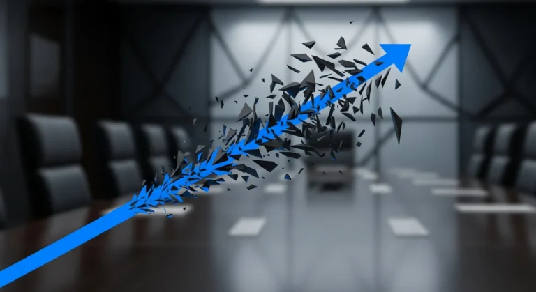 Deal risk warning signs: fractured upward trend line visualization.