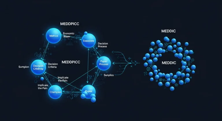 MEDDPICC vs. MEDDIC: Visual comparison of SaaS deal closing frameworks for the mid-market.