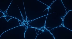 Abstract electric blue data visualization on dark navy. Represents SaaS conversion from trial to paid.