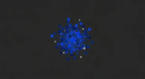 Customer review network graph visualizing expansion opportunities. Navy and blue B2B SaaS concept.