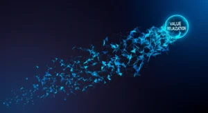 Time-to-Value Optimization: Abstract data flow converging on value realization, illustrating faster onboarding.